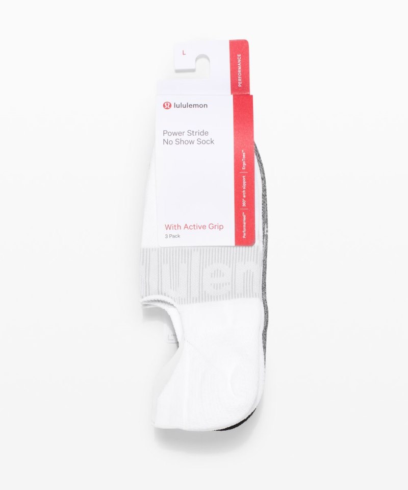 Lululemon Women's Power Stride No-Show Socks with Active Grip *3 Pack White / Heather Grey / Black Online Outlet Sale