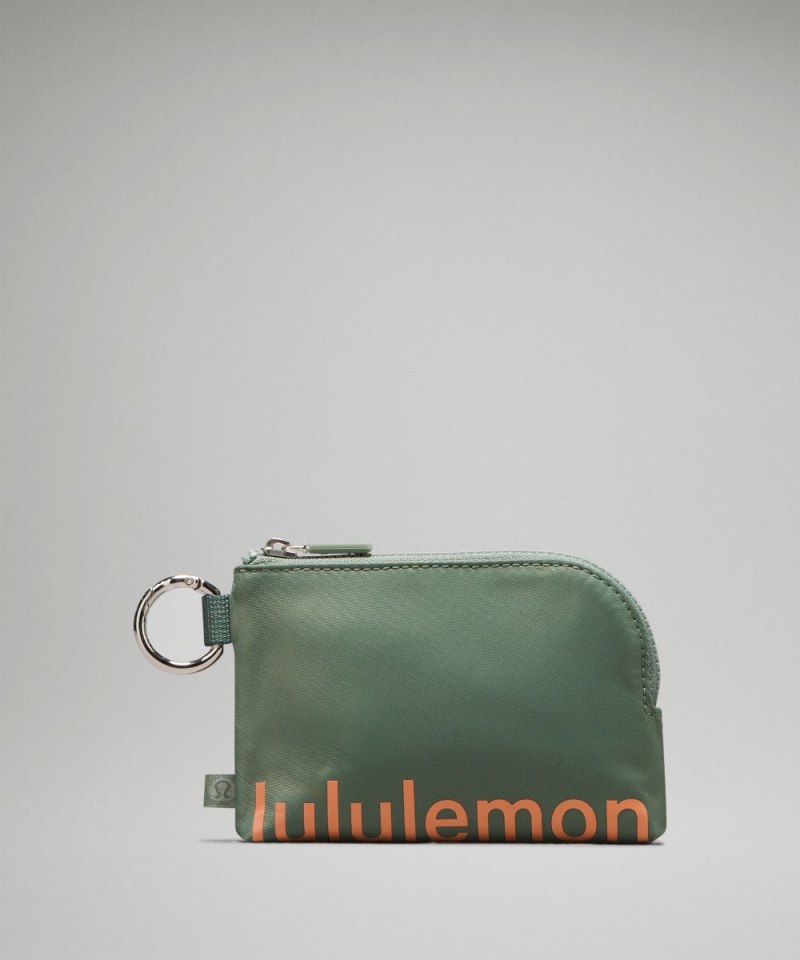 Lululemon Clippable Card Pouch Grey Eucalyptus / Coral Kiss Online Outlet Sale