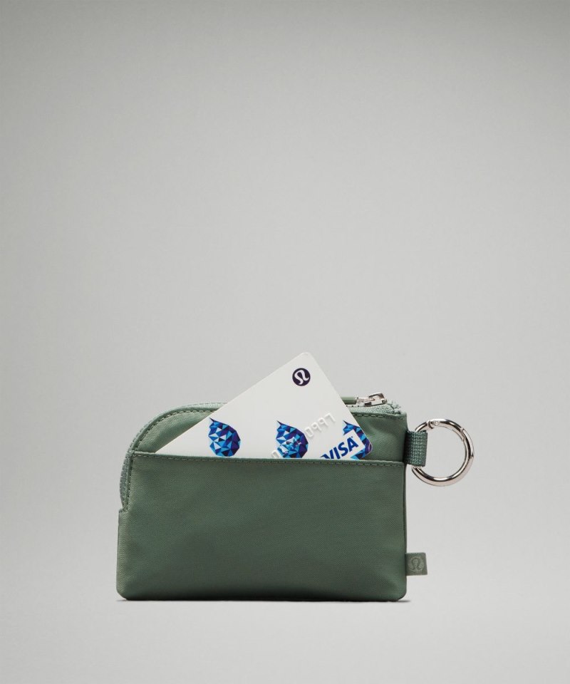 Lululemon Clippable Card Pouch Grey Eucalyptus / Coral Kiss Online Outlet Sale