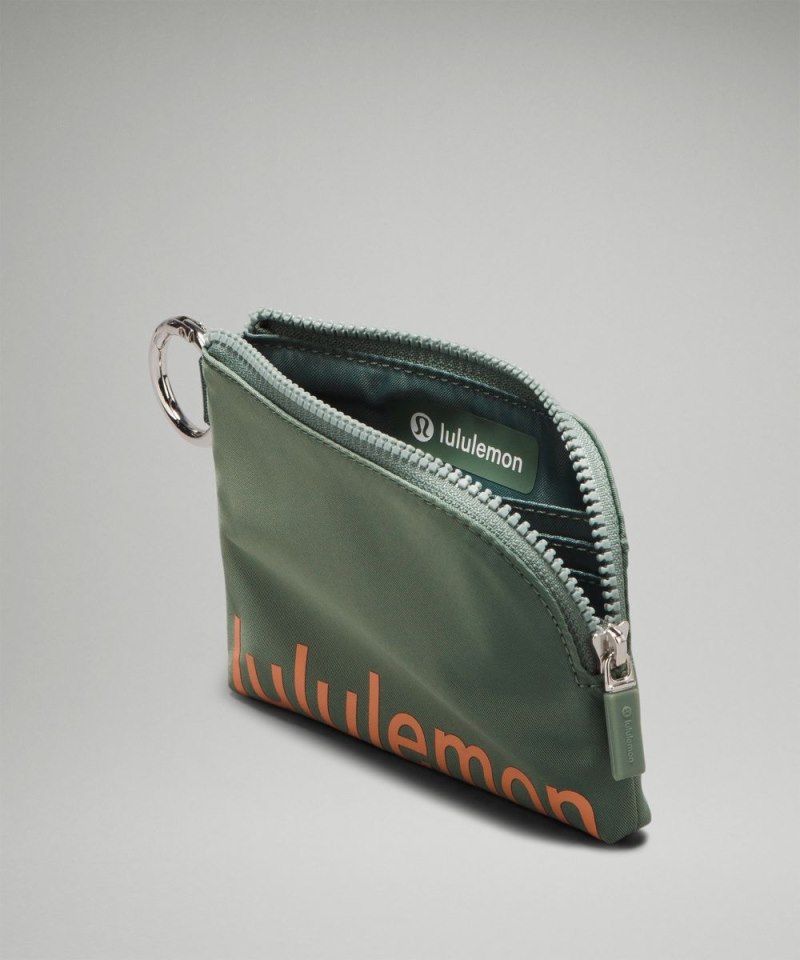 Lululemon Clippable Card Pouch Grey Eucalyptus / Coral Kiss Online Outlet Sale