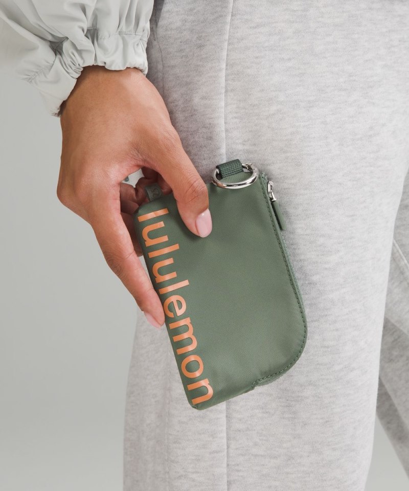 Lululemon Clippable Card Pouch Grey Eucalyptus / Coral Kiss Online Outlet Sale