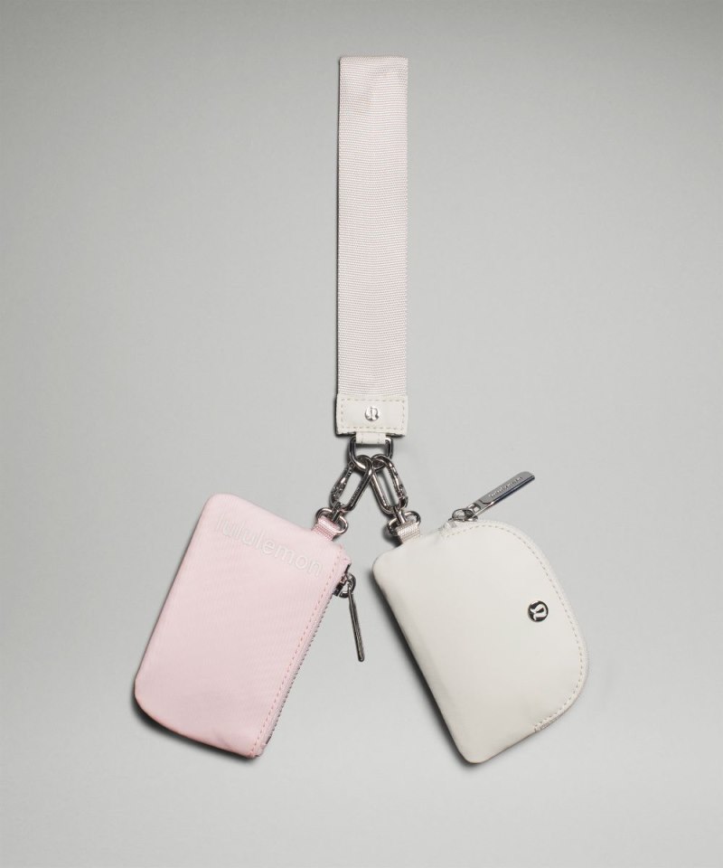 Lululemon Dual Pouch Wristlet White Opal / Flush Pink Online Outlet Sale