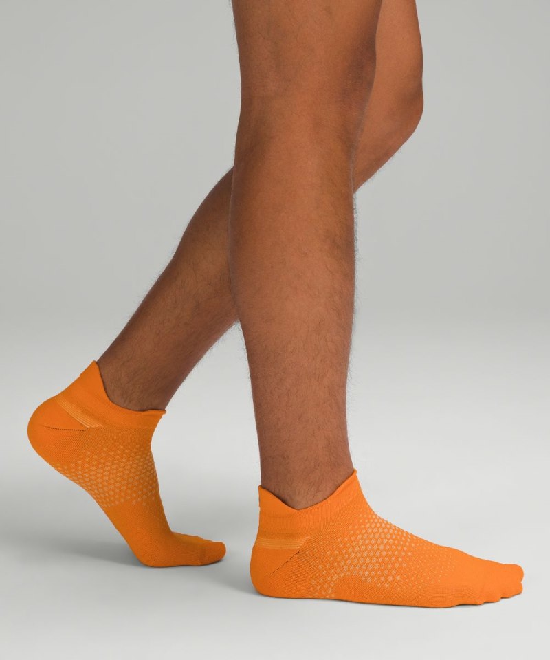 Lululemon Men's MacroPillow Tab Running Socks Medium Cushioning *3 Pack White / Oasis Blue / Lit Orange Online Outlet Sale