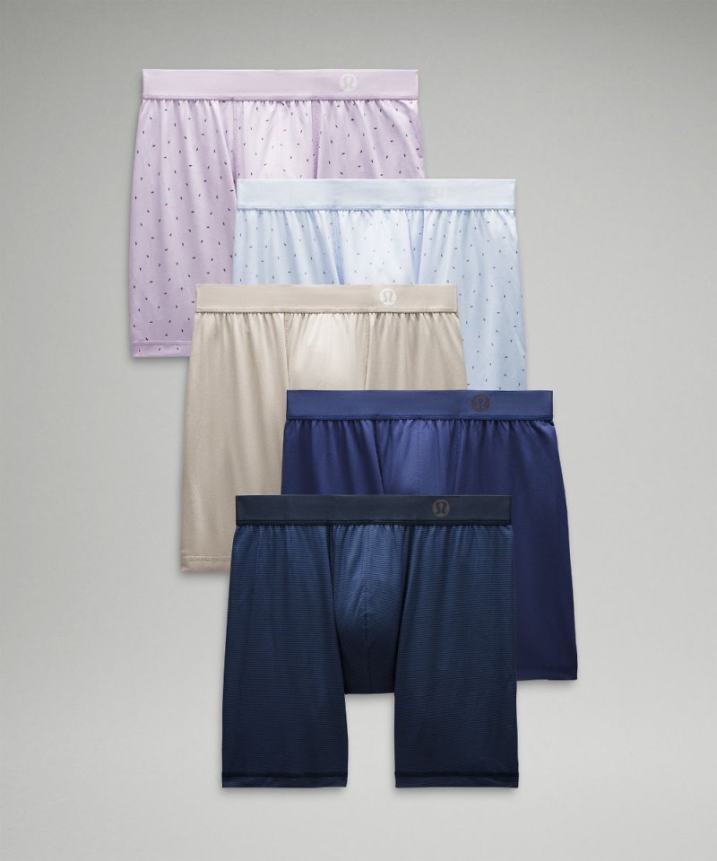 Lululemon Always In Motion Long Boxer 7" 5 Pack Jumie Stripe Gatsby Blue True Navy / Gatsby Blue / Raw Linen / Pine Dot Wp Windmill Oasis Blue / Pine Dot Wp Lilac Ether Grape Thistle Online Outlet Sale
