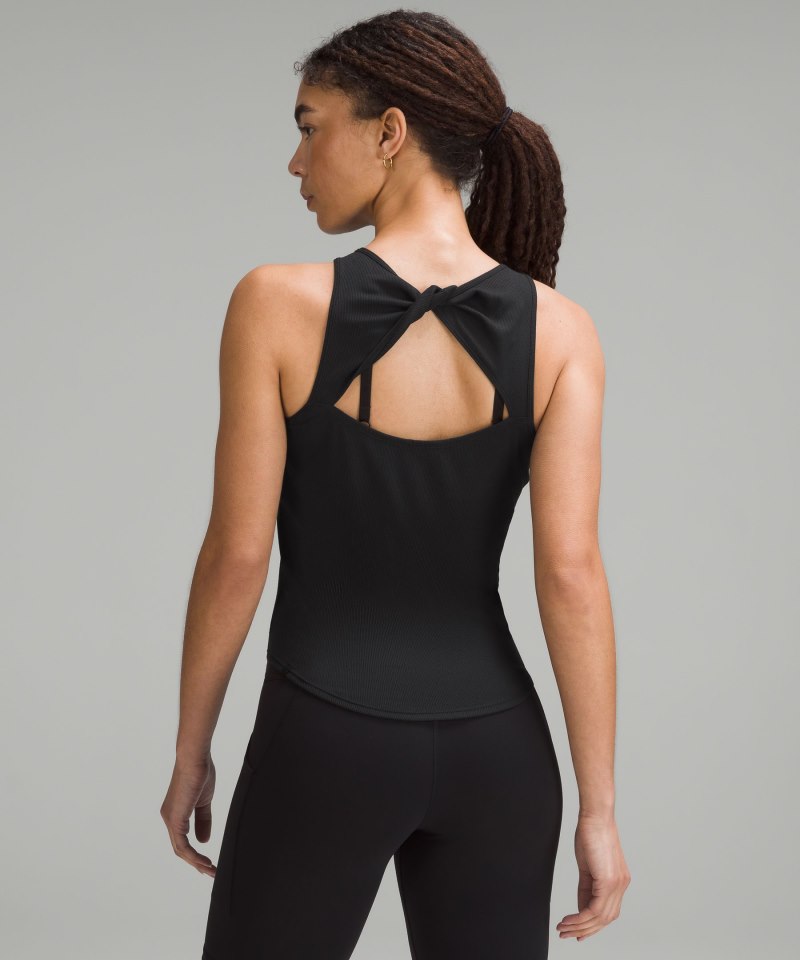 Lululemon Modal Silk Twist-Back Yoga Tank Top Black Online Outlet Sale