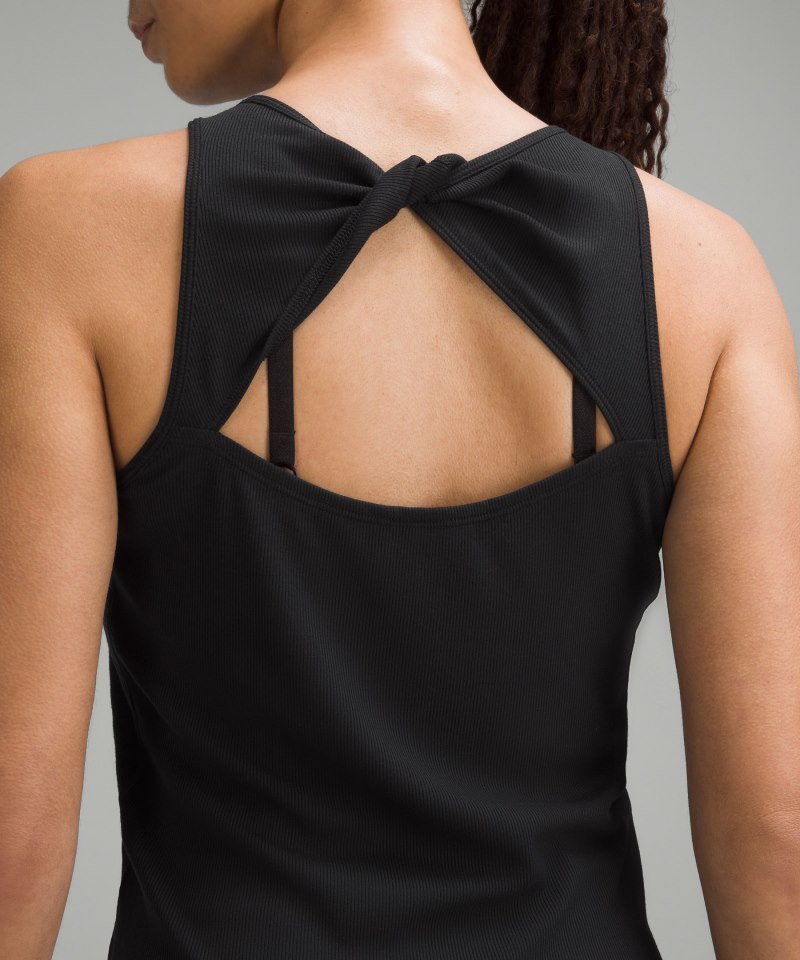 Lululemon Modal Silk Twist-Back Yoga Tank Top Black Online Outlet Sale