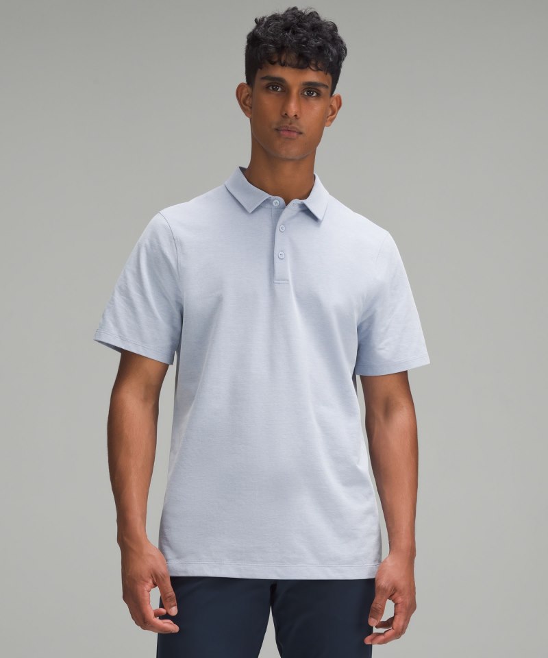 Lululemon Evolution Short-Sleeve Polo Shirt *Oxford Blue Linen / White Online Outlet Sale