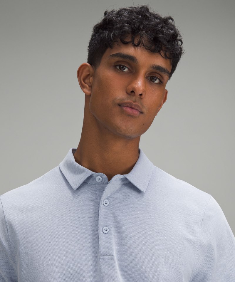 Lululemon Evolution Short-Sleeve Polo Shirt *Oxford Blue Linen / White Online Outlet Sale