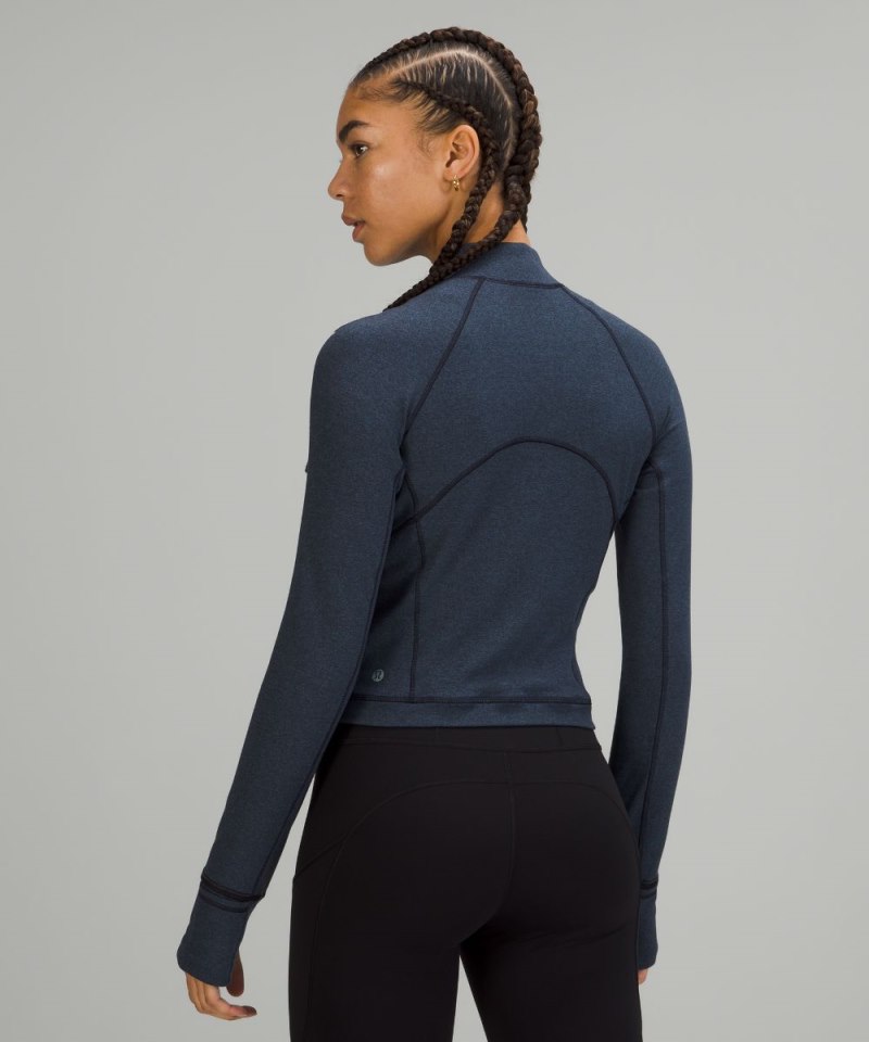 Lululemon It's Rulu Cropped Half Zip Heathered True Navy / Black Online Outlet Sale