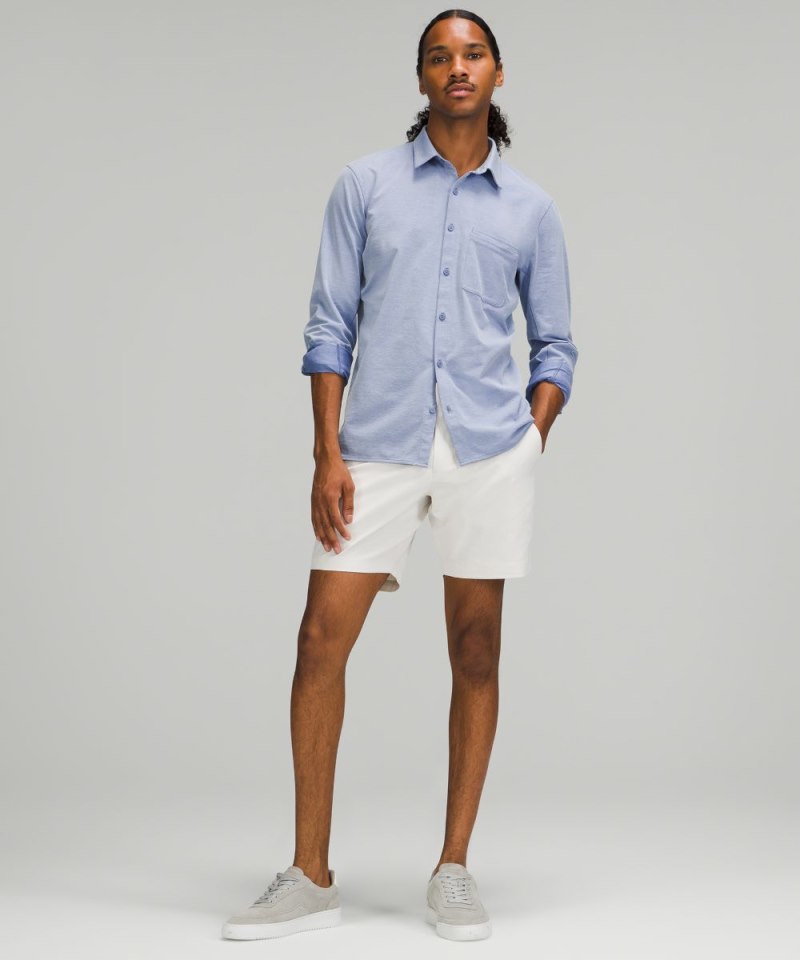 Lululemon Commission Long-Sleeve Shirt *Oxford Harbor Blue / White Online Outlet Sale