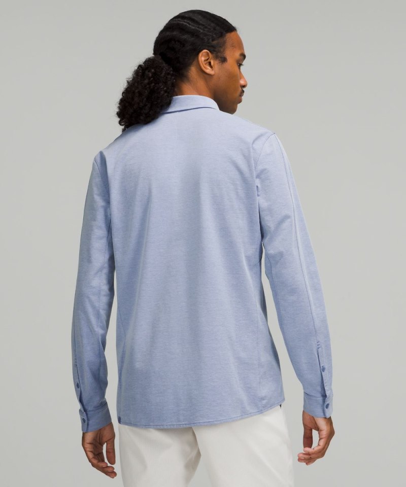Lululemon Commission Long-Sleeve Shirt *Oxford Harbor Blue / White Online Outlet Sale