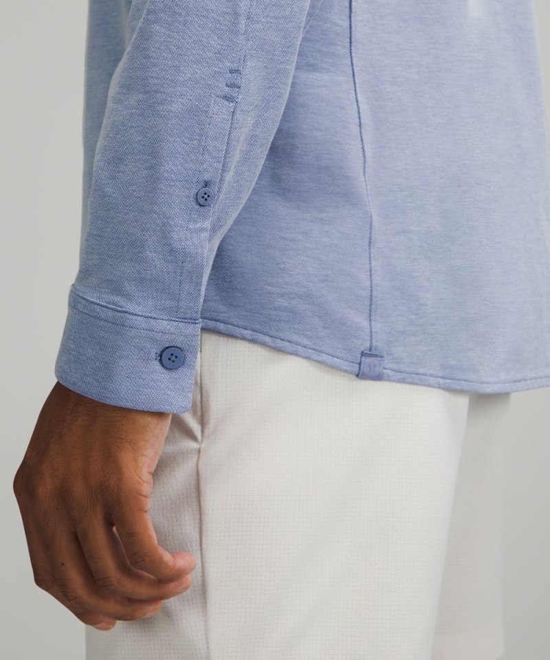 Lululemon Commission Long-Sleeve Shirt *Oxford Harbor Blue / White Online Outlet Sale