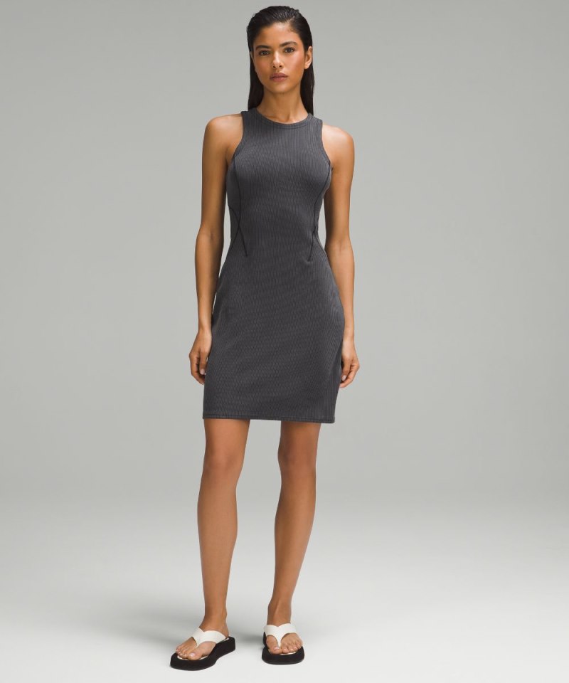 Lululemon Ribbed Softstreme Slim-Fit Tank Dress Black Online Outlet Sale