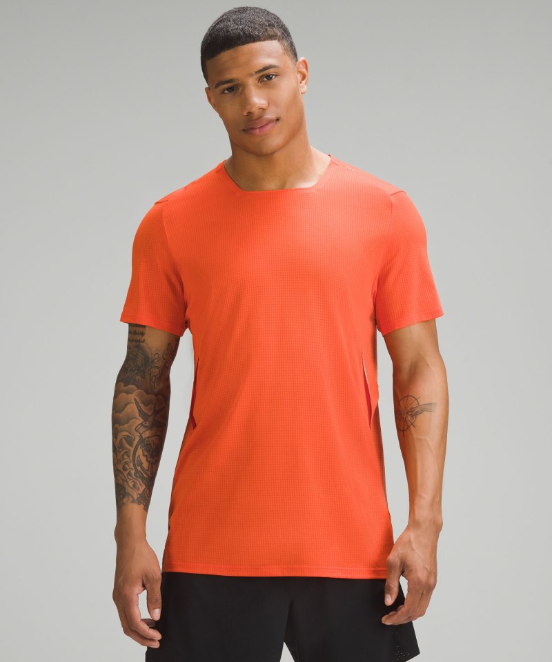Lululemon Fast and Free Short-Sleeve Shirt Signal / Solar Orange Online Outlet Sale