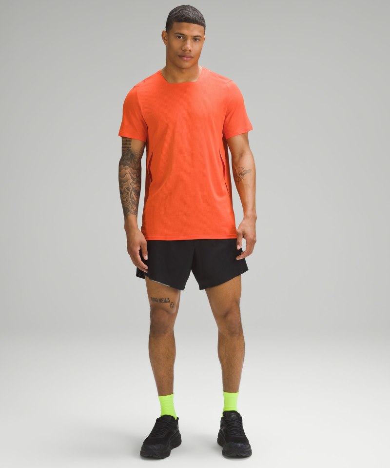 Lululemon Fast and Free Short-Sleeve Shirt Signal / Solar Orange Online Outlet Sale