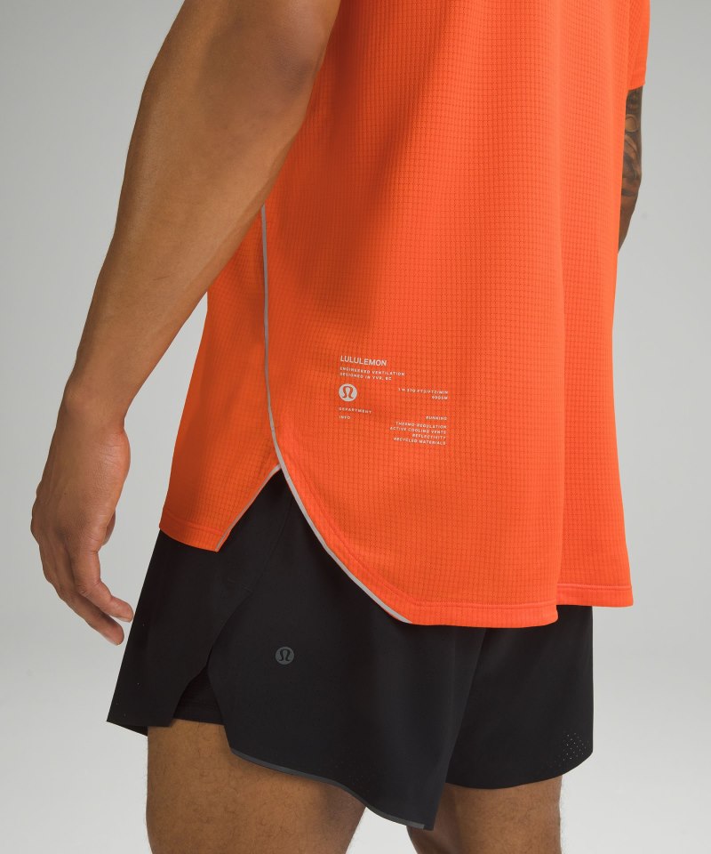 Lululemon Fast and Free Short-Sleeve Shirt Signal / Solar Orange Online Outlet Sale