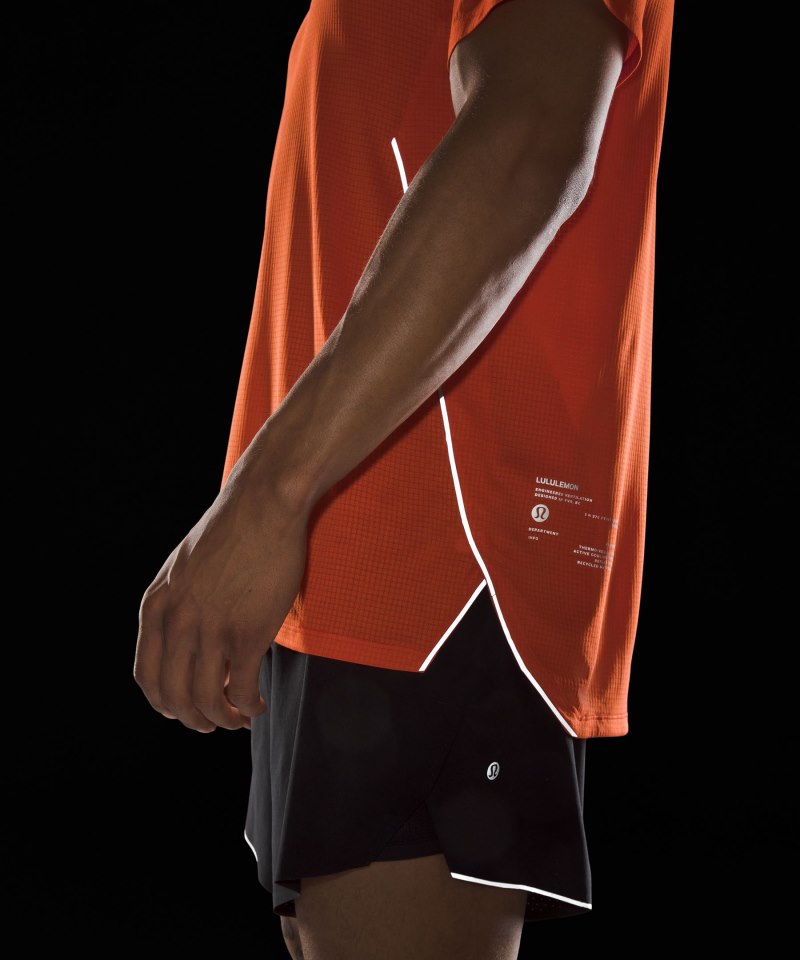 Lululemon Fast and Free Short-Sleeve Shirt Signal / Solar Orange Online Outlet Sale