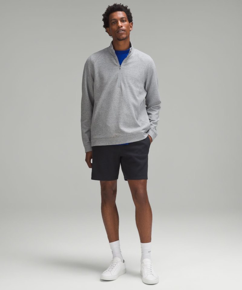 Lululemon Textured Double-Knit Cotton Half Zip Heathered Medium Grey / Black Online Outlet Sale