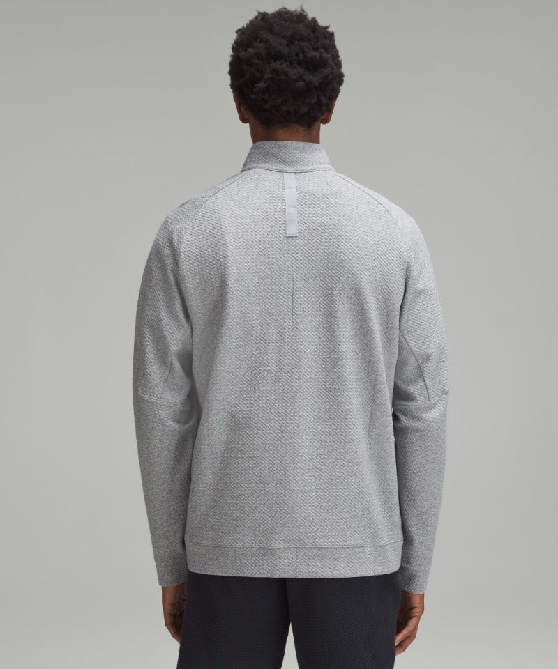 Lululemon Textured Double-Knit Cotton Half Zip Heathered Medium Grey / Black Online Outlet Sale