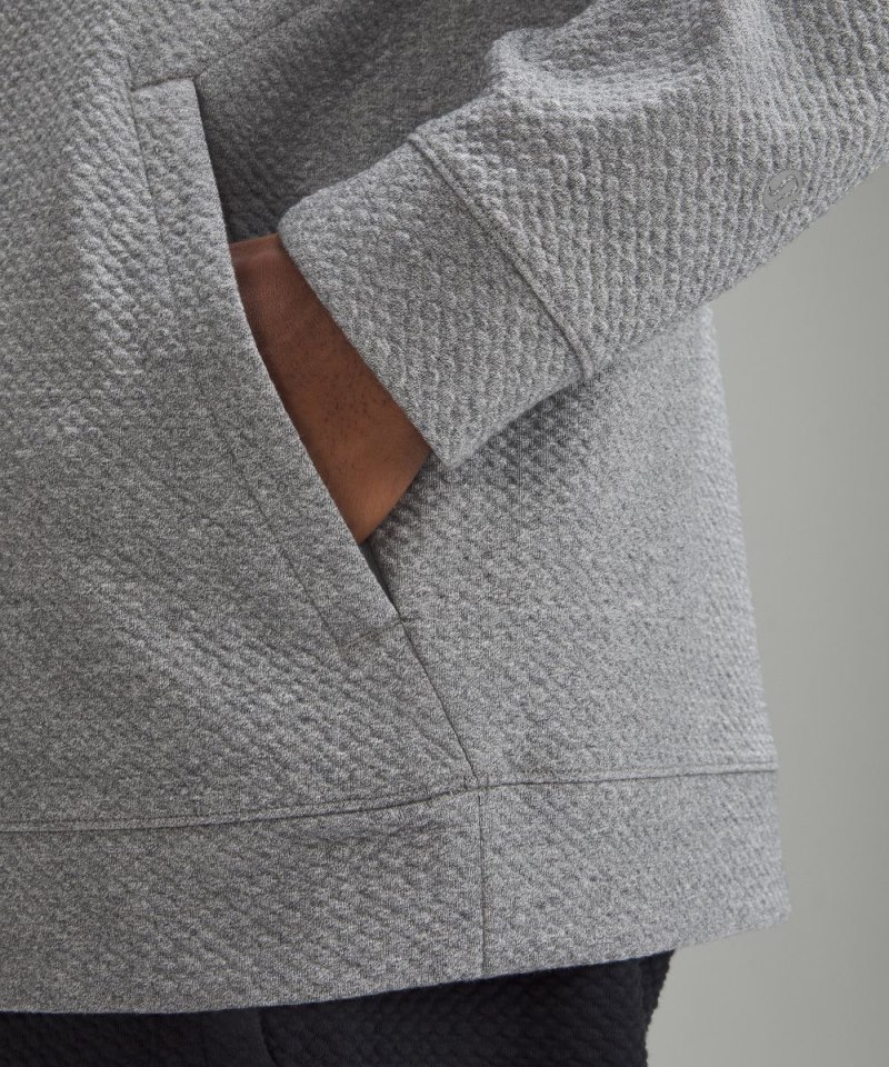 Lululemon Textured Double-Knit Cotton Half Zip Heathered Medium Grey / Black Online Outlet Sale