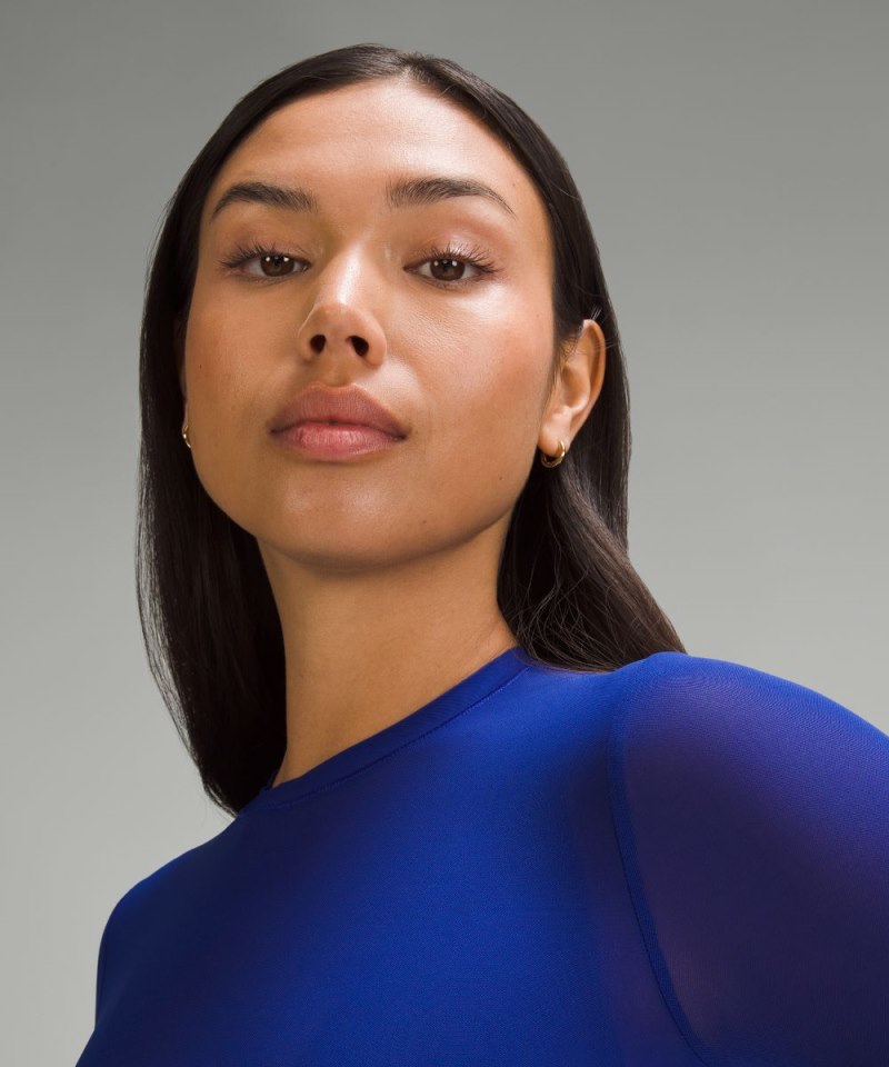 Lululemon Nulu Mesh Long-Sleeve Crewneck Bodysuit Larkspur Online Outlet Sale