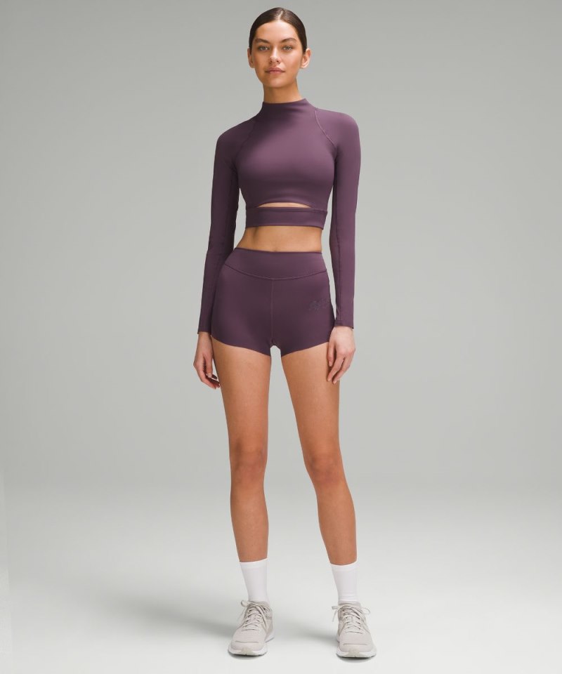 Lululemon Nulux High-Neck Cropped Track Long-Sleeve Shirt Grape Thistle Online Outlet Sale