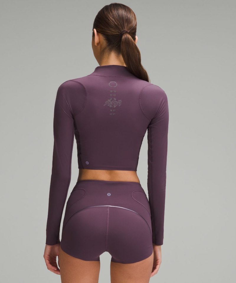 Lululemon Nulux High-Neck Cropped Track Long-Sleeve Shirt Grape Thistle Online Outlet Sale