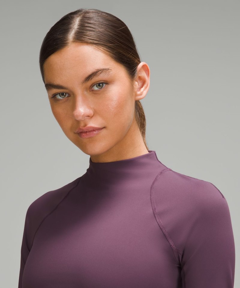 Lululemon Nulux High-Neck Cropped Track Long-Sleeve Shirt Grape Thistle Online Outlet Sale