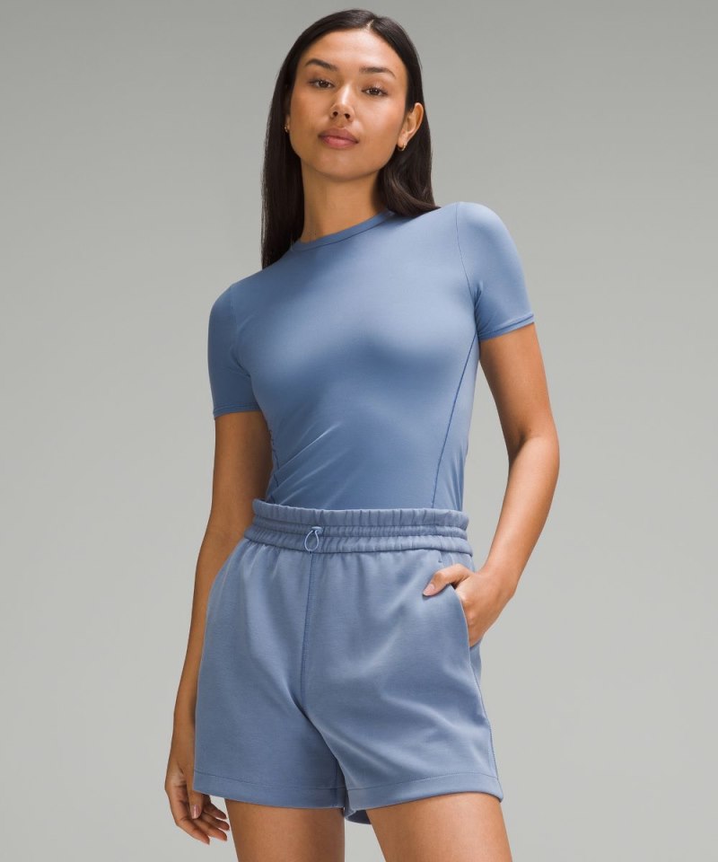 Lululemon Wundermost Ultra-Soft Nulu Hip-Length Crew Short-Sleeve Shirt Oasis Blue Online Outlet Sale