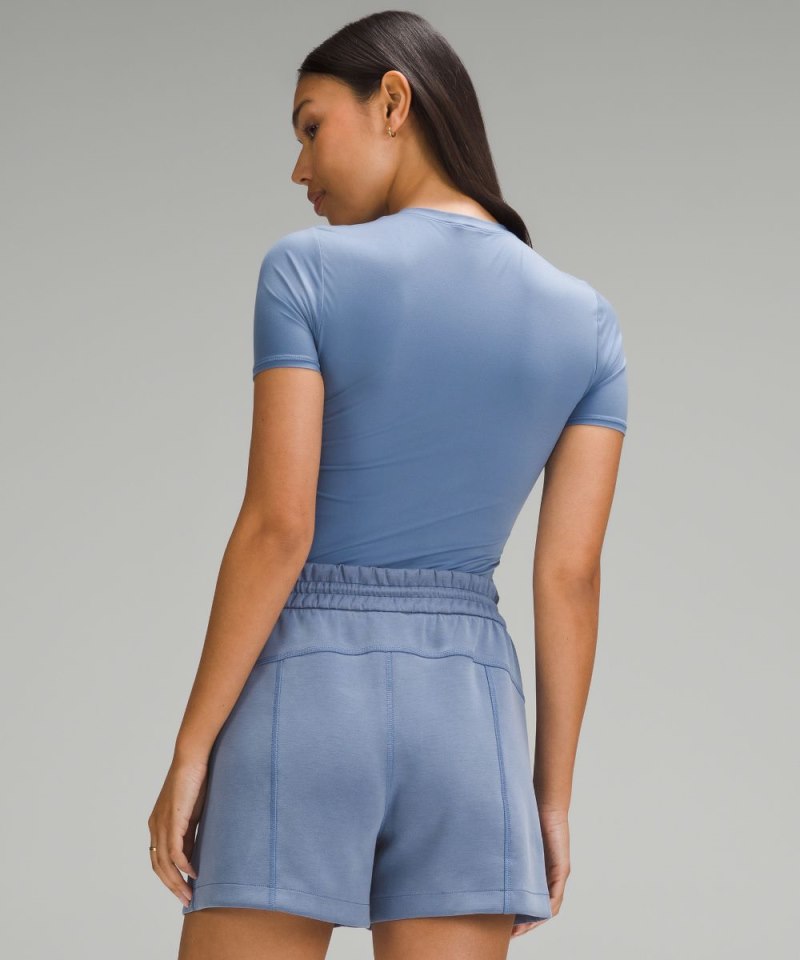 Lululemon Wundermost Ultra-Soft Nulu Hip-Length Crew Short-Sleeve Shirt Oasis Blue Online Outlet Sale