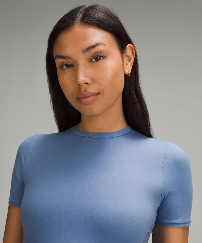 Lululemon Wundermost Ultra-Soft Nulu Hip-Length Crew Short-Sleeve Shirt Oasis Blue Online Outlet Sale