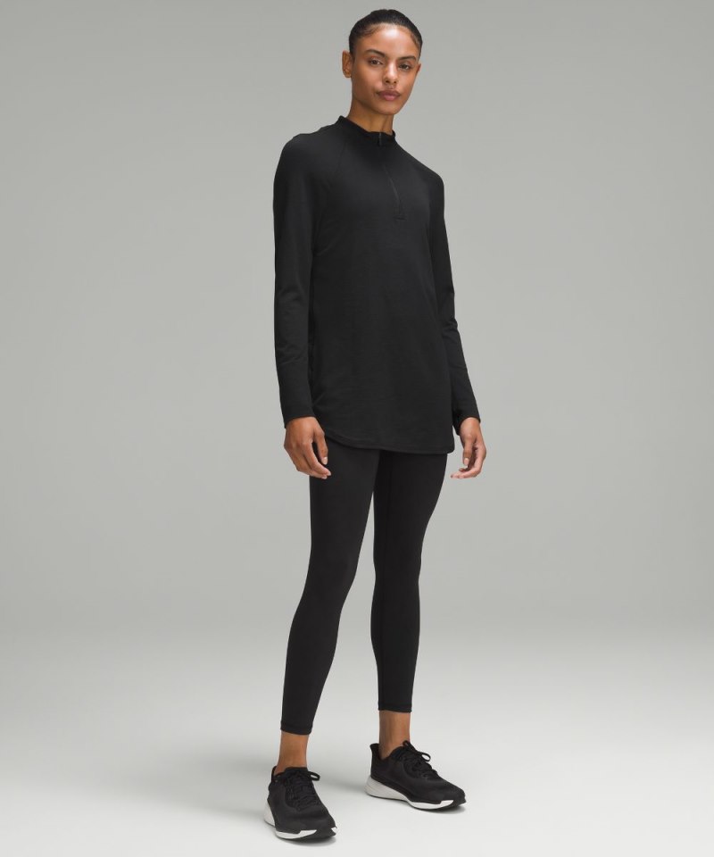 Lululemon Swiftly Relaxed Long-Length Half Zip Black / Black (not available) Online Outlet Sale