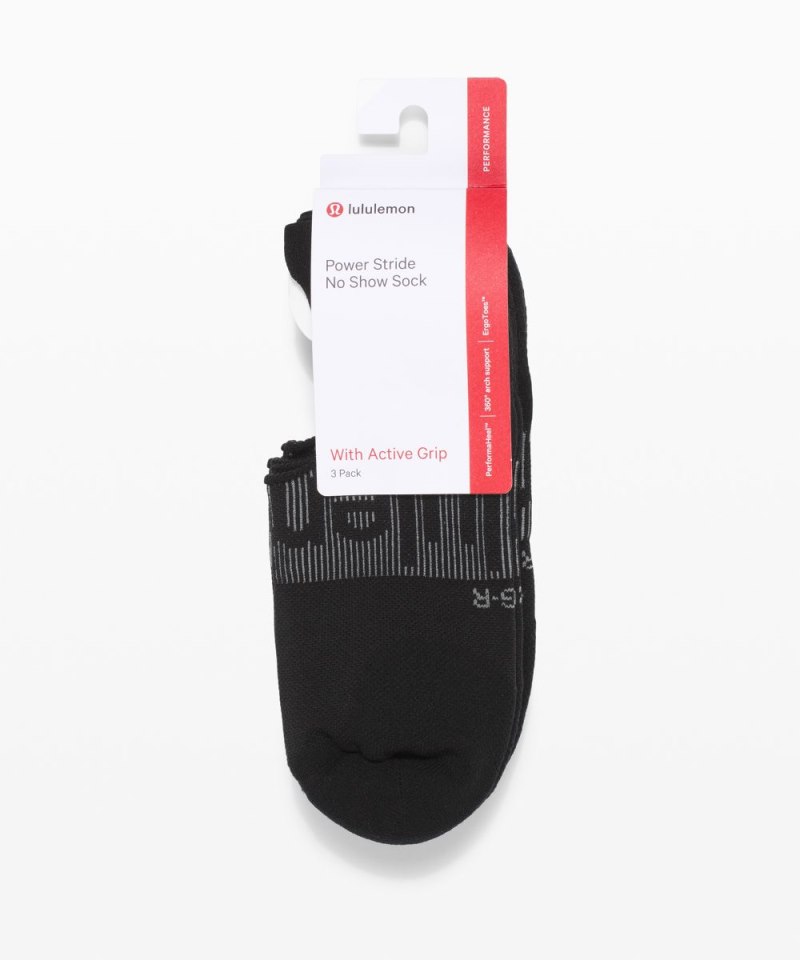 Lululemon Women's Power Stride No-Show Socks with Active Grip *3 Pack Black Online Outlet Sale