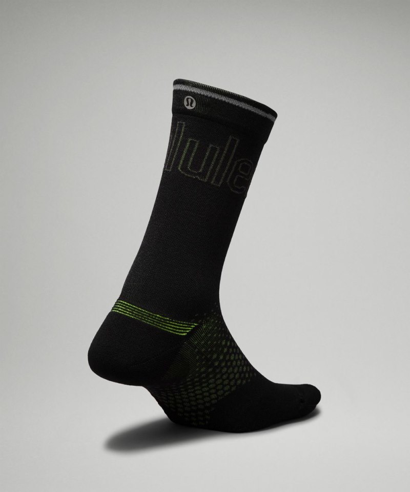 Lululemon Women's MacroPillow Crew Socks Black / Highlight Yellow Online Outlet Sale