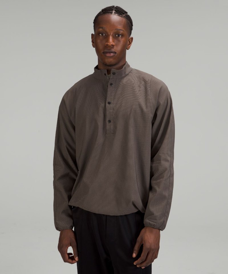 Lululemon lululemon lab Woven Long-Sleeve Henley Nano Check Rover Black Online Outlet Sale