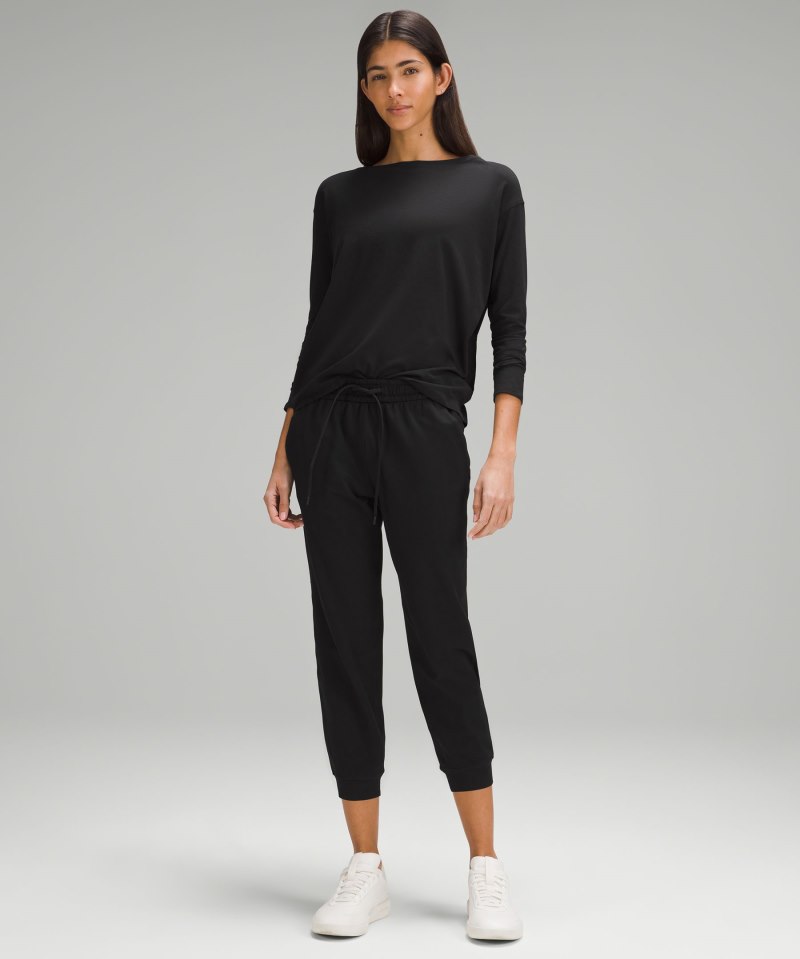 Lululemon Soft Jersey Classic-Fit Mid-Rise Cropped Jogger Black Online Outlet Sale