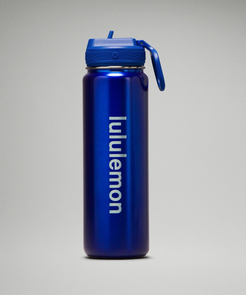 Lululemon Back to Life Sport Bottle 24oz *Straw Lid Twice Blue Online Outlet Sale