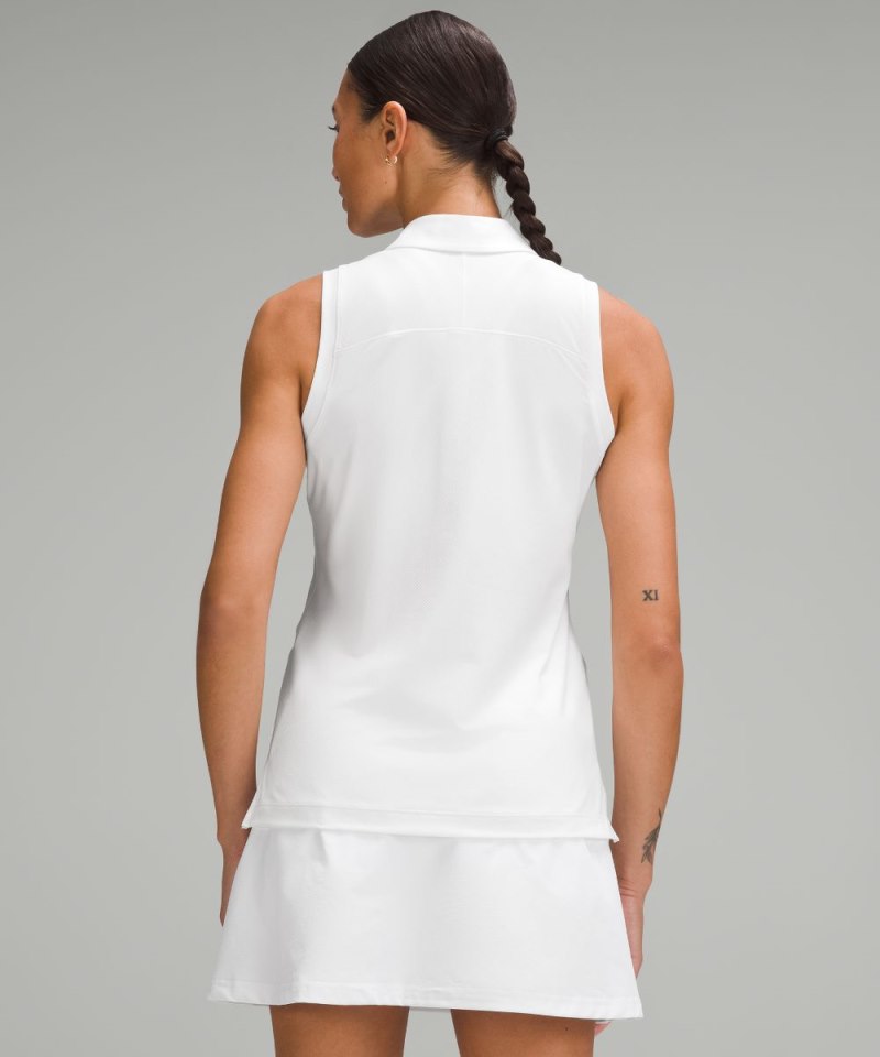 Lululemon Quick Dry Sleeveless Polo Shirt *Straight Hem White Online Outlet Sale