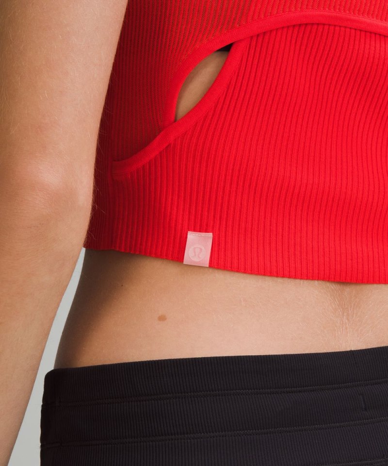 Lululemon Cut-Out Knit Tank Top Spicy Red / Cherry Pop Online Outlet Sale