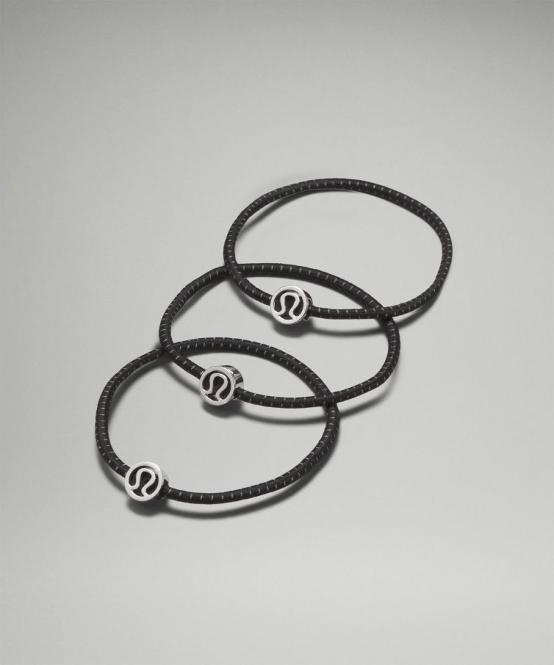 Lululemon Glow On Hair Ties *3 Pack Black Online Outlet Sale