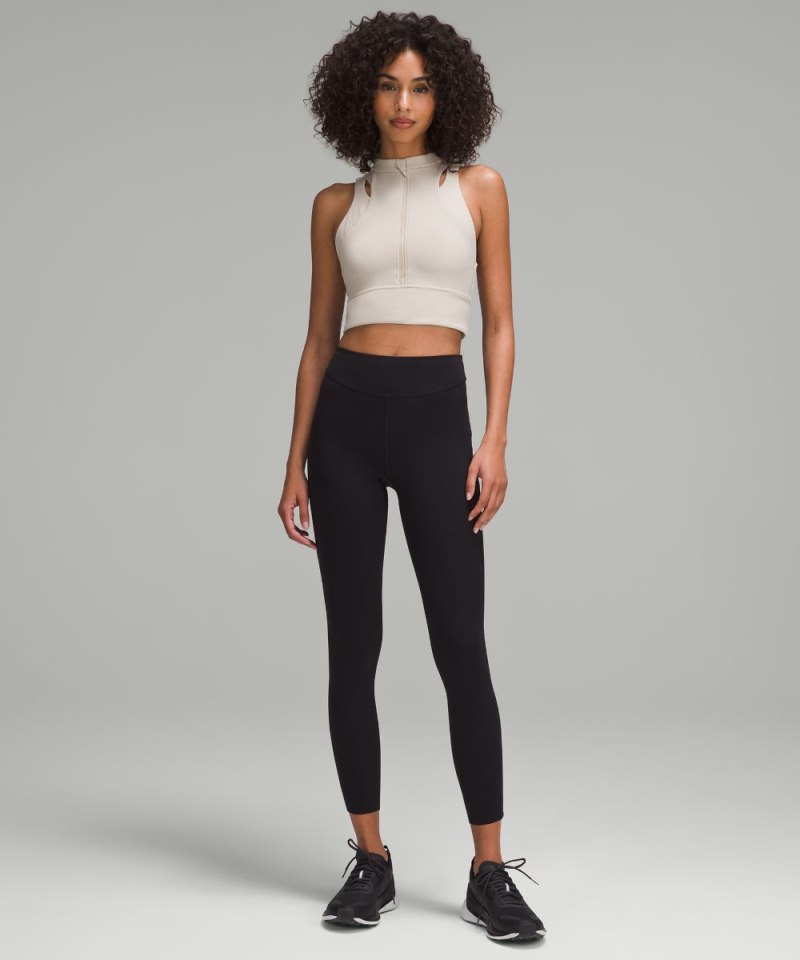 Lululemon Nulux Cropped Half-Zip Track Tank Top Mojave Tan Online Outlet Sale