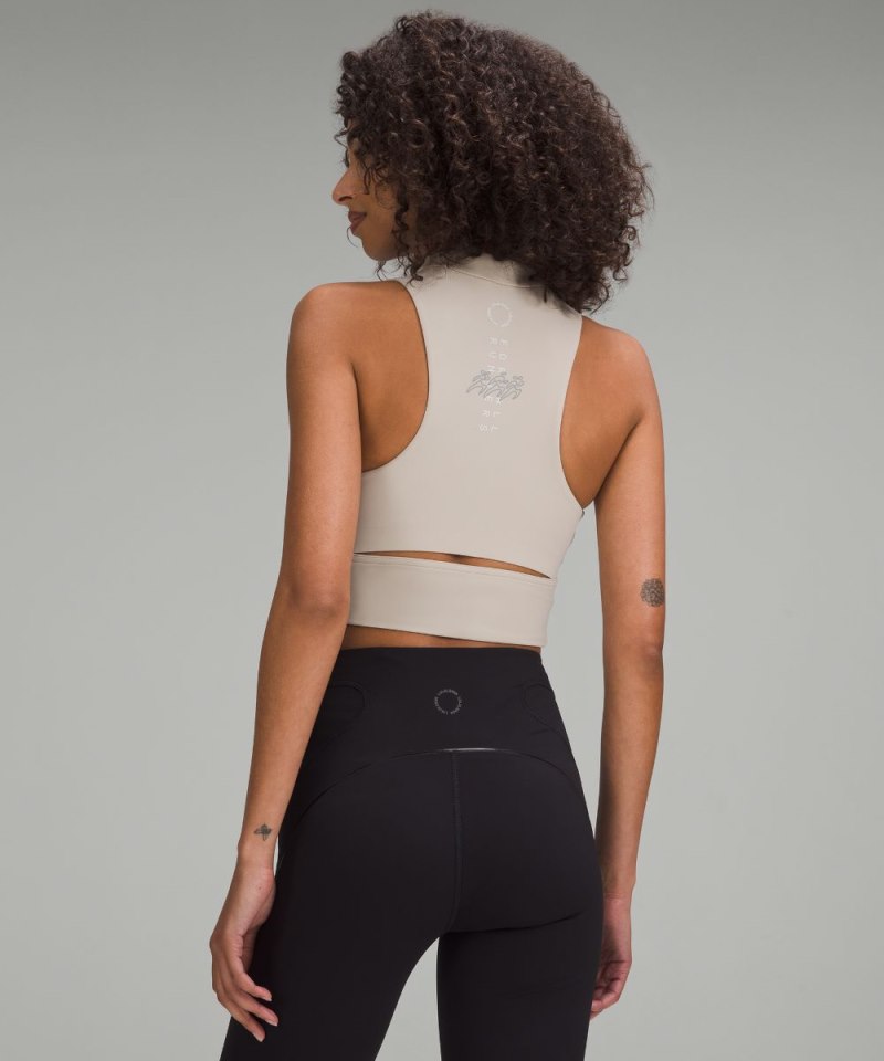 Lululemon Nulux Cropped Half-Zip Track Tank Top Mojave Tan Online Outlet Sale