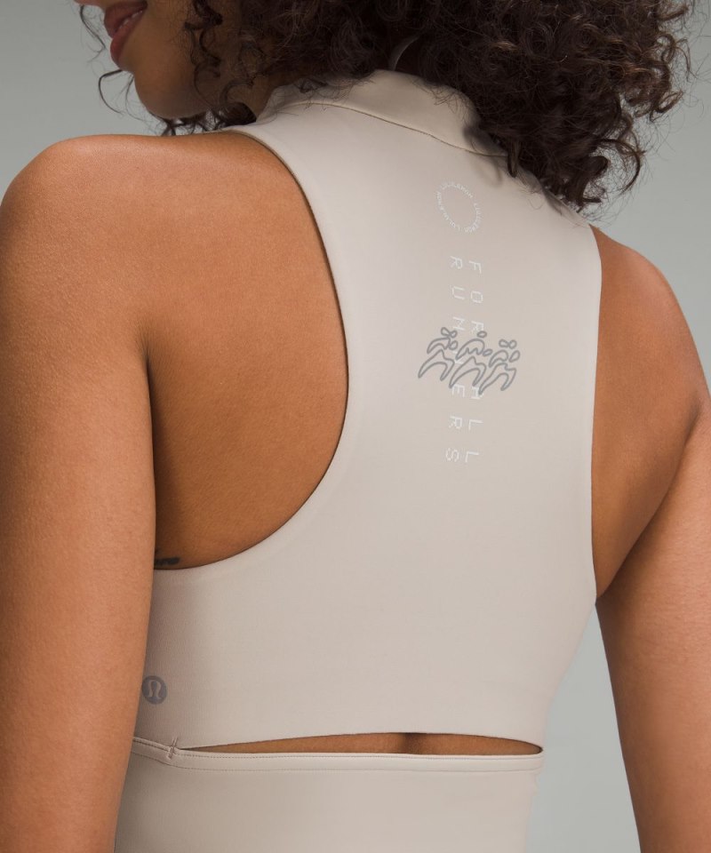 Lululemon Nulux Cropped Half-Zip Track Tank Top Mojave Tan Online Outlet Sale