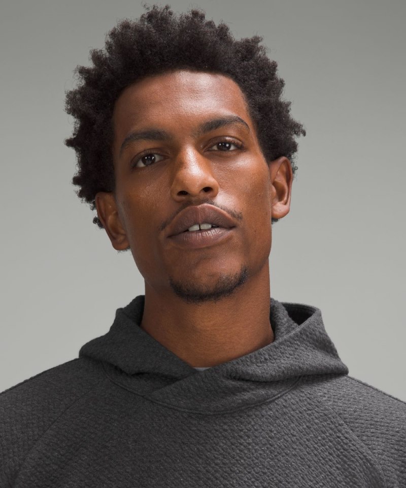 Lululemon Textured Double-Knit Cotton Hoodie Heathered Black / Black Online Outlet Sale
