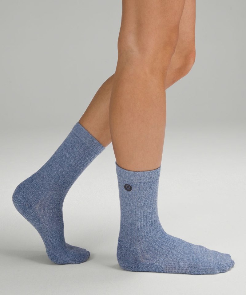 Lululemon Women's Daily Stride Ribbed Comfort Crew Socks Heathered Oasis Blue Online Outlet Sale