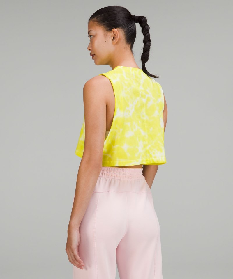 Lululemon All Yours Cropped Cotton Tank Top Marmoleado Tie Dye Highlight Yellow Online Outlet Sale