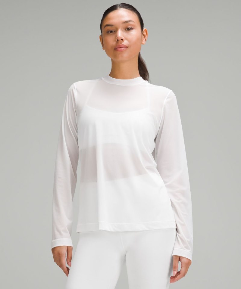Lululemon Keyhole Mesh Long-Sleeve Shirt White Online Outlet Sale