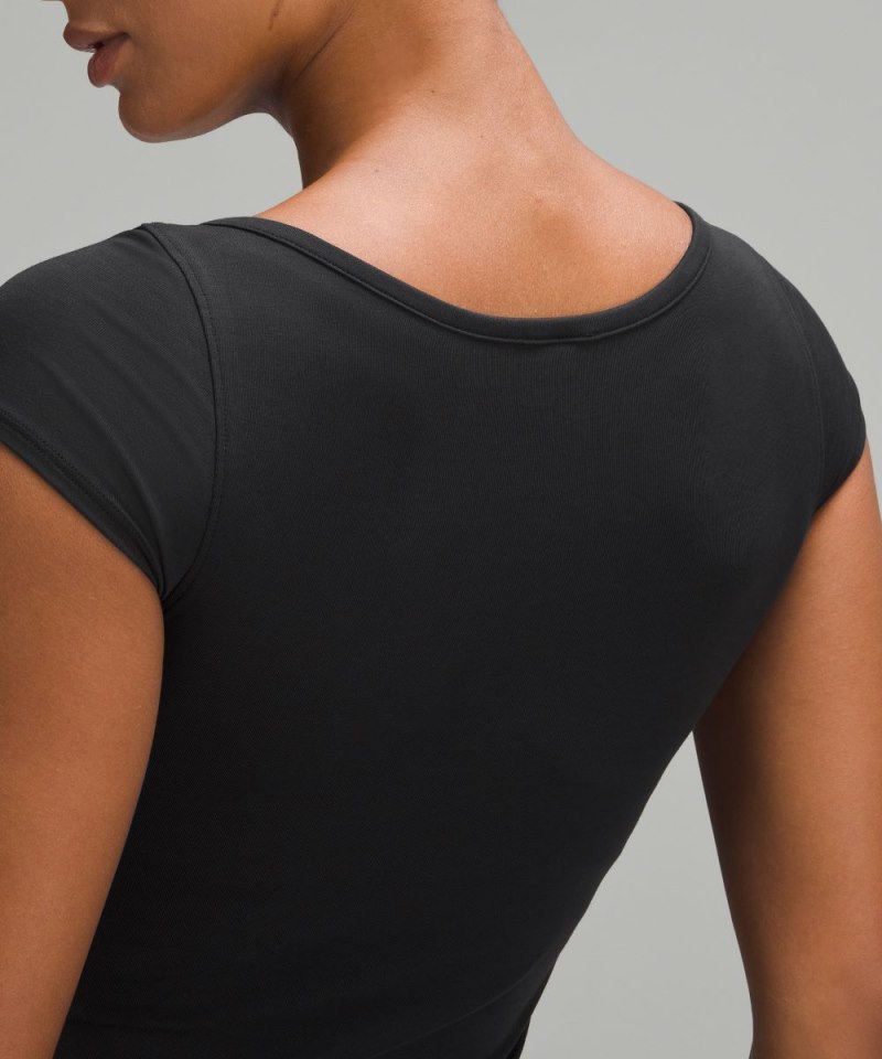 Lululemon Cap-Sleeve Henley T-Shirt Black Online Outlet Sale