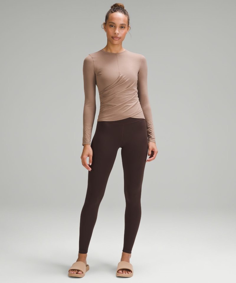 Lululemon Light SmoothCover Wrap-Front Long-Sleeve Shirt Taupetastic Online Outlet Sale