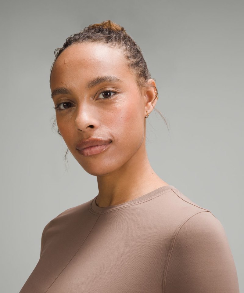 Lululemon Light SmoothCover Wrap-Front Long-Sleeve Shirt Taupetastic Online Outlet Sale